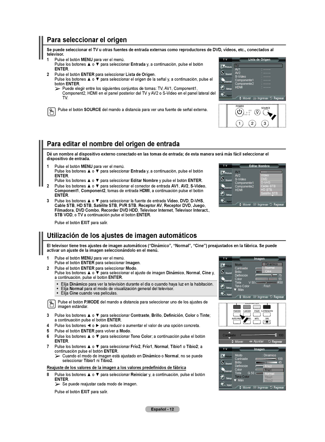 Samsung CL32Z40DSK manual Utilización de los ajustes de imagen automáticos, Televisor, Pulse el botón Exit para salir 