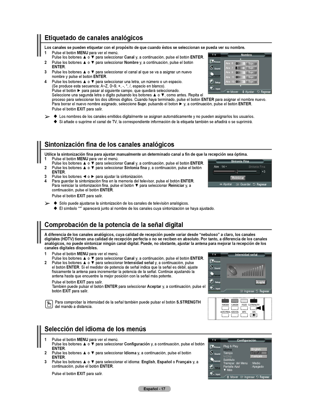 Samsung CL32Z40DSK manual Etiquetado de canales analógicos, Sintonización fina de los canales analógicos 