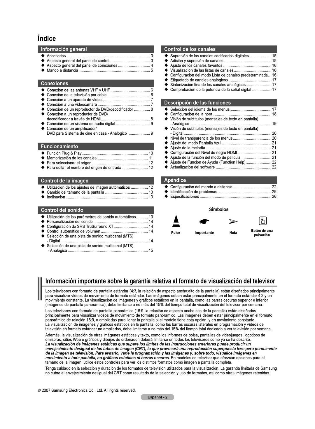 Samsung CL32Z40DSK manual Índice,  Conexión a un reproductor de DVD,  Conexión de un ampliﬁcador 