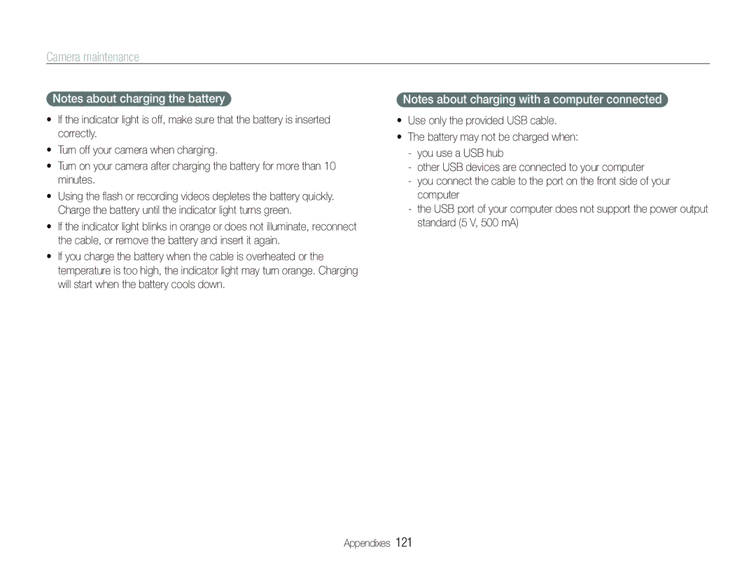 Samsung CL80 user manual Camera maintenance 