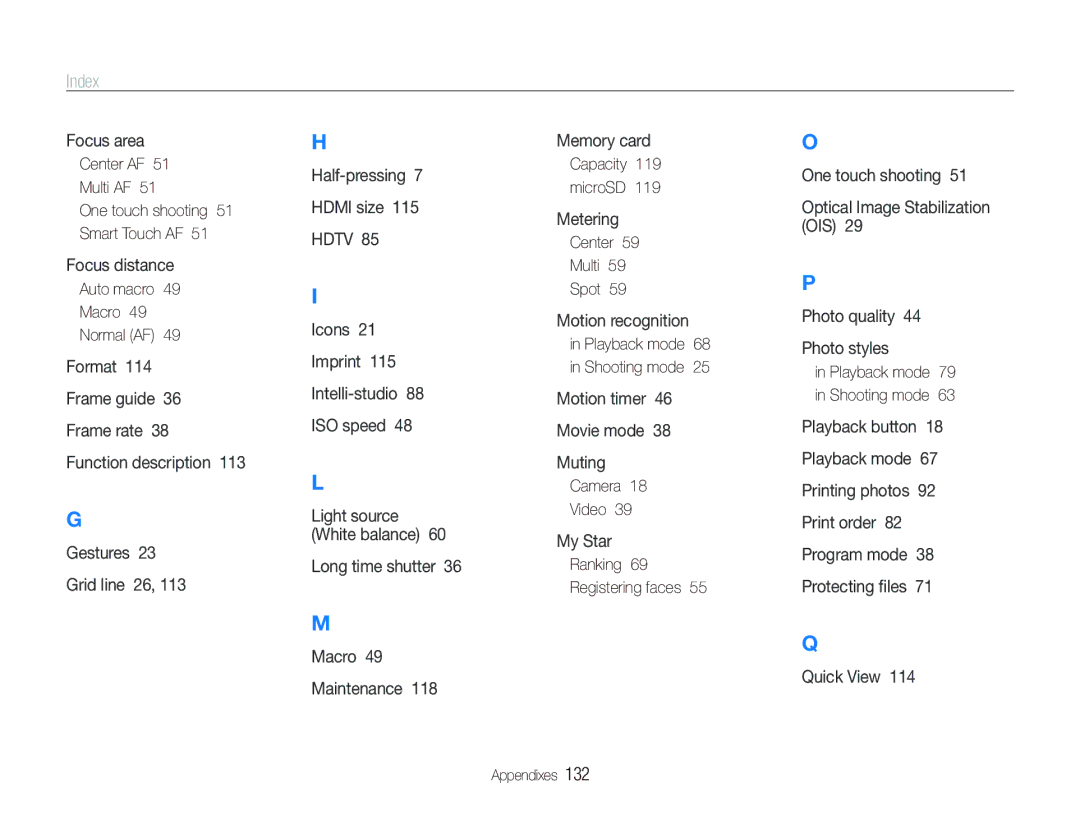 Samsung CL80 user manual Index 