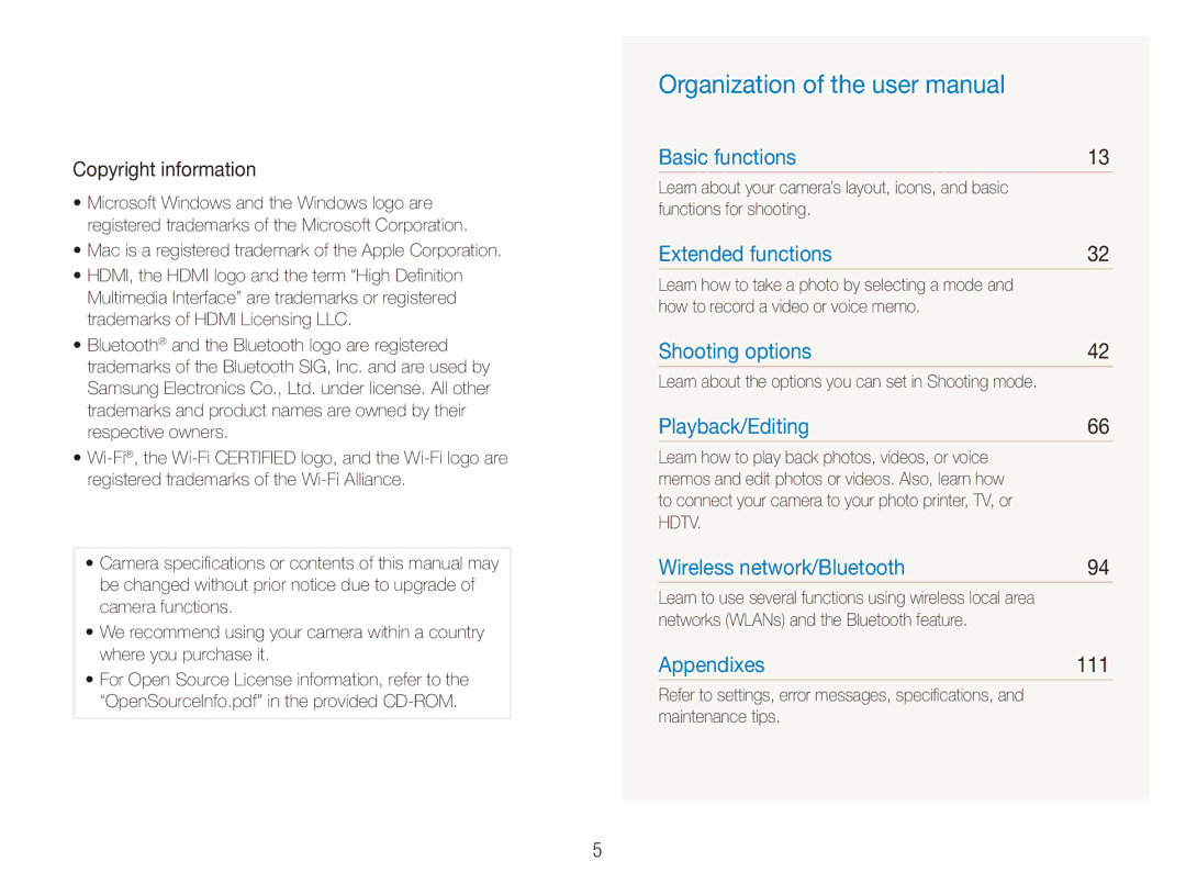 Samsung CL80 user manual Copyright information, 111 