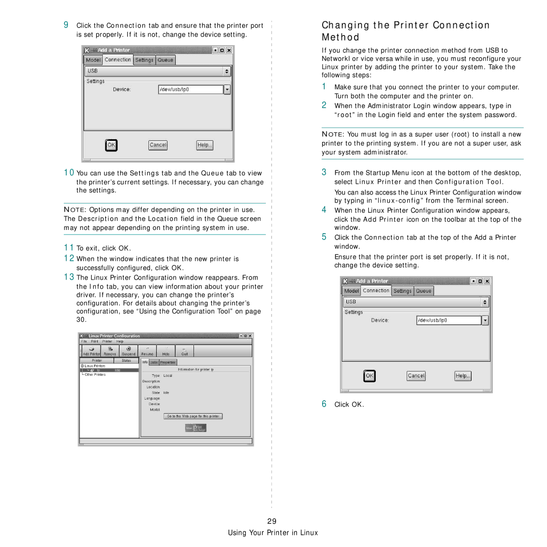 Samsung CLP-300 Series Changing the Printer Connection Method, From the Startup Menu icon at the bottom of the desktop 