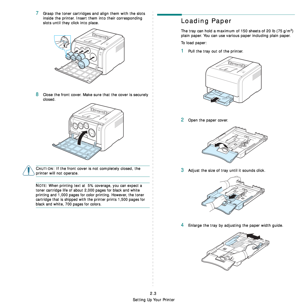 Samsung CLP-300 Series manual Loading Paper 