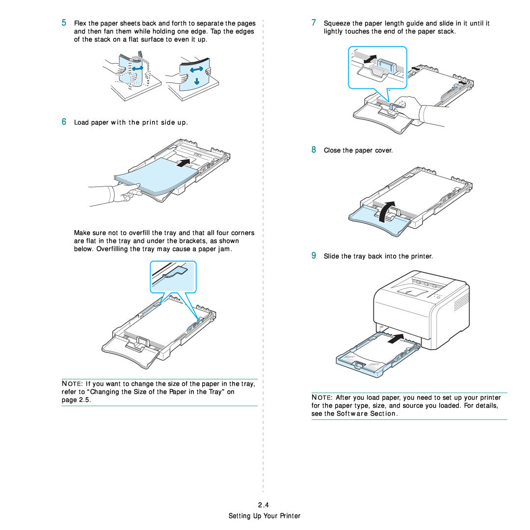Samsung CLP-300 Series manual Load paper with the print side up 