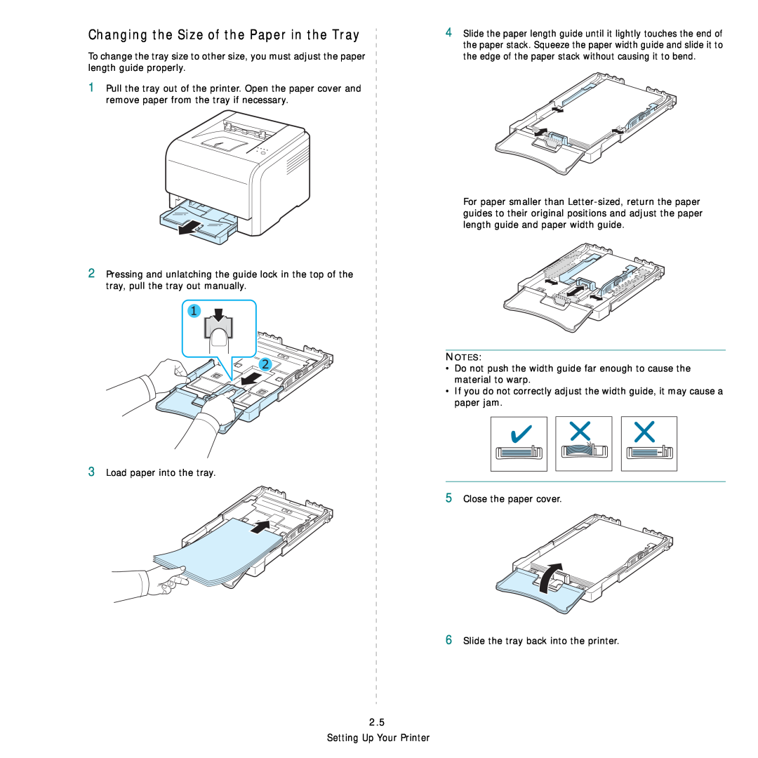 Samsung CLP-300 Series manual Changing the Size of the Paper in the Tray 