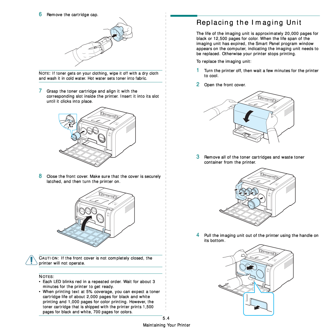Samsung CLP-300 Series manual Replacing the Imaging Unit 