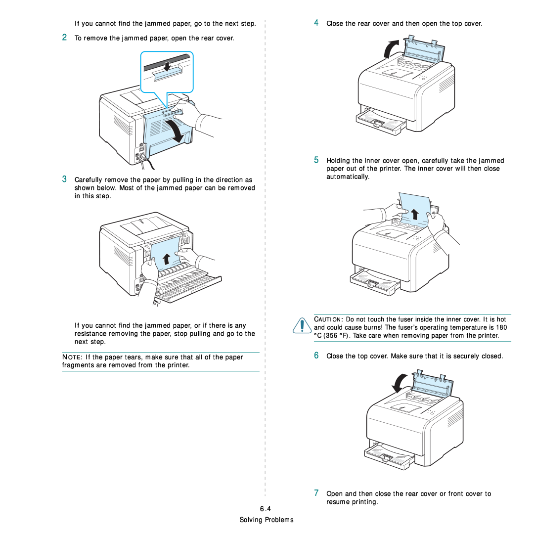 Samsung CLP-300 Series manual If you cannot find the jammed paper, go to the next step 