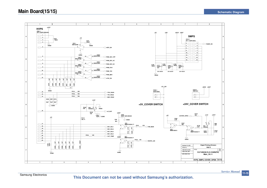 Samsung CLP-300 XSG manual Main Board15/15, Hvps 