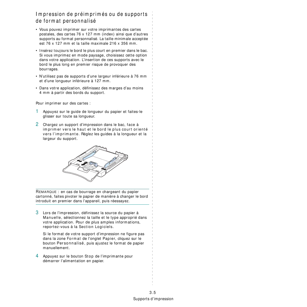 Samsung CLP-300 manual Supports d’impression 