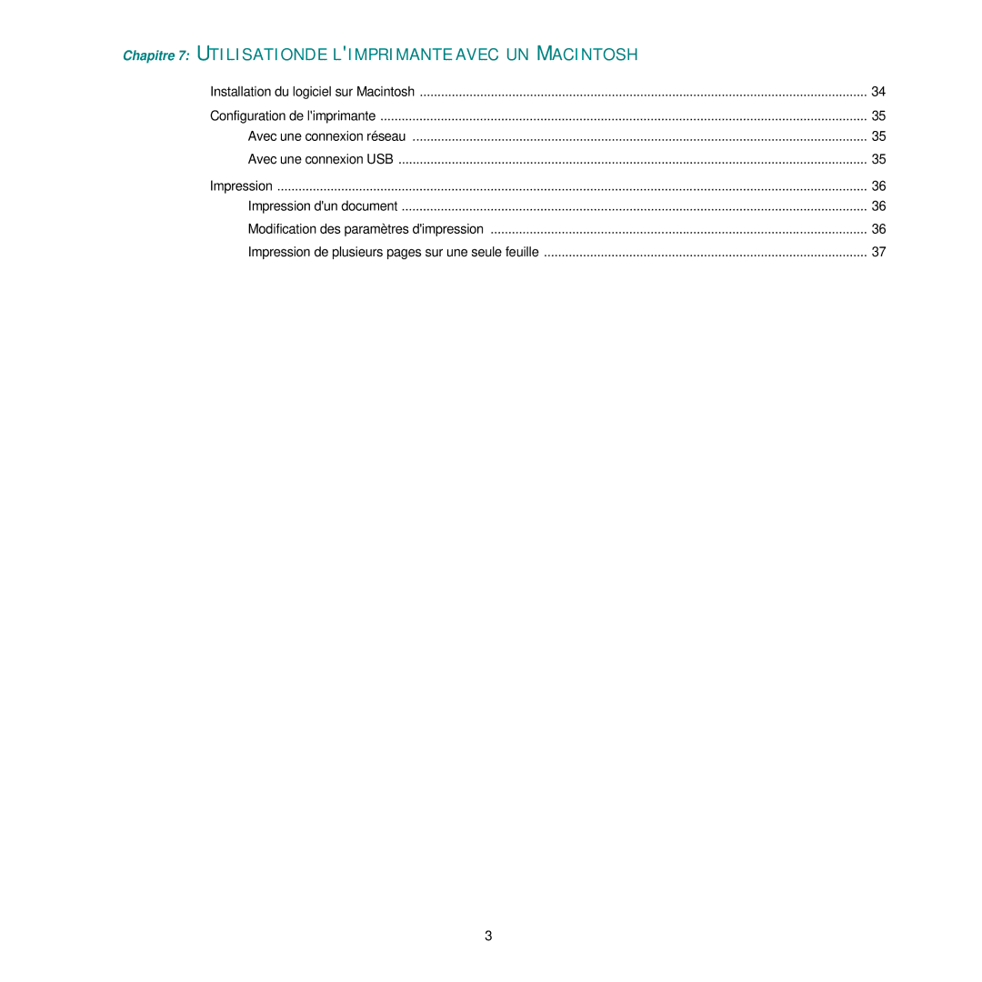 Samsung CLP-300 manual Chapitre 7 Utilisation DE Limprimante Avec UN Macintosh 