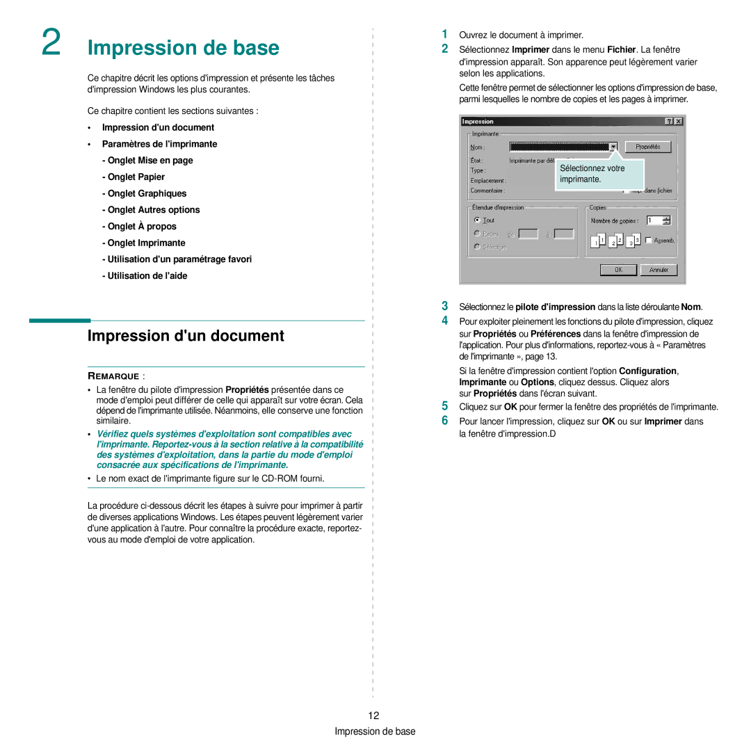 Samsung CLP-300 manual Impression de base, Impression dun document 