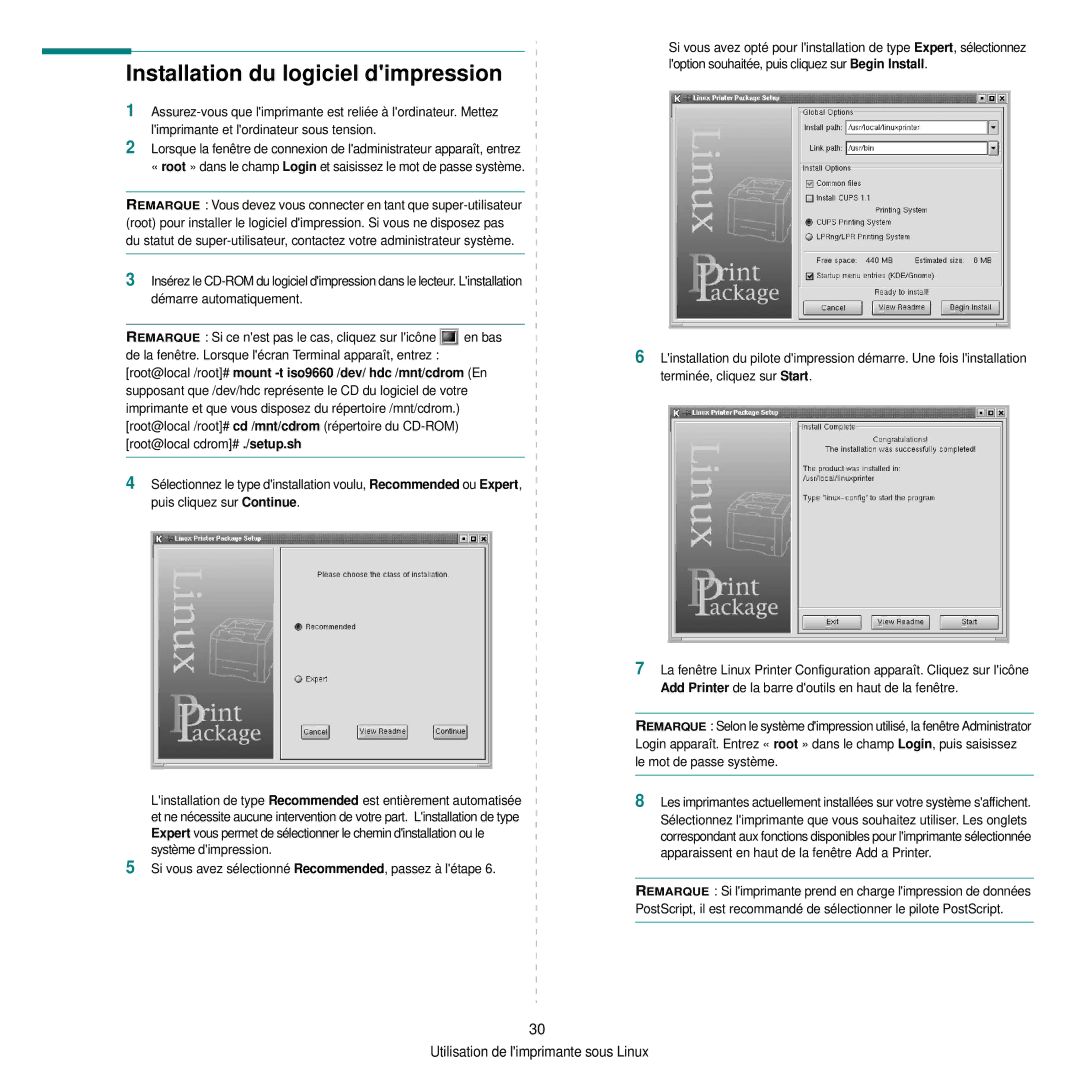 Samsung CLP-300 manual Installation du logiciel dimpression 