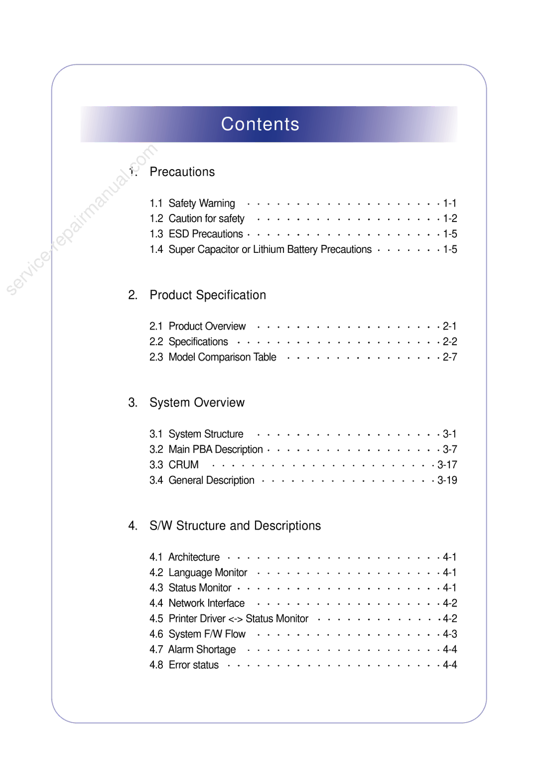 Samsung CLP-300 manual Contents 