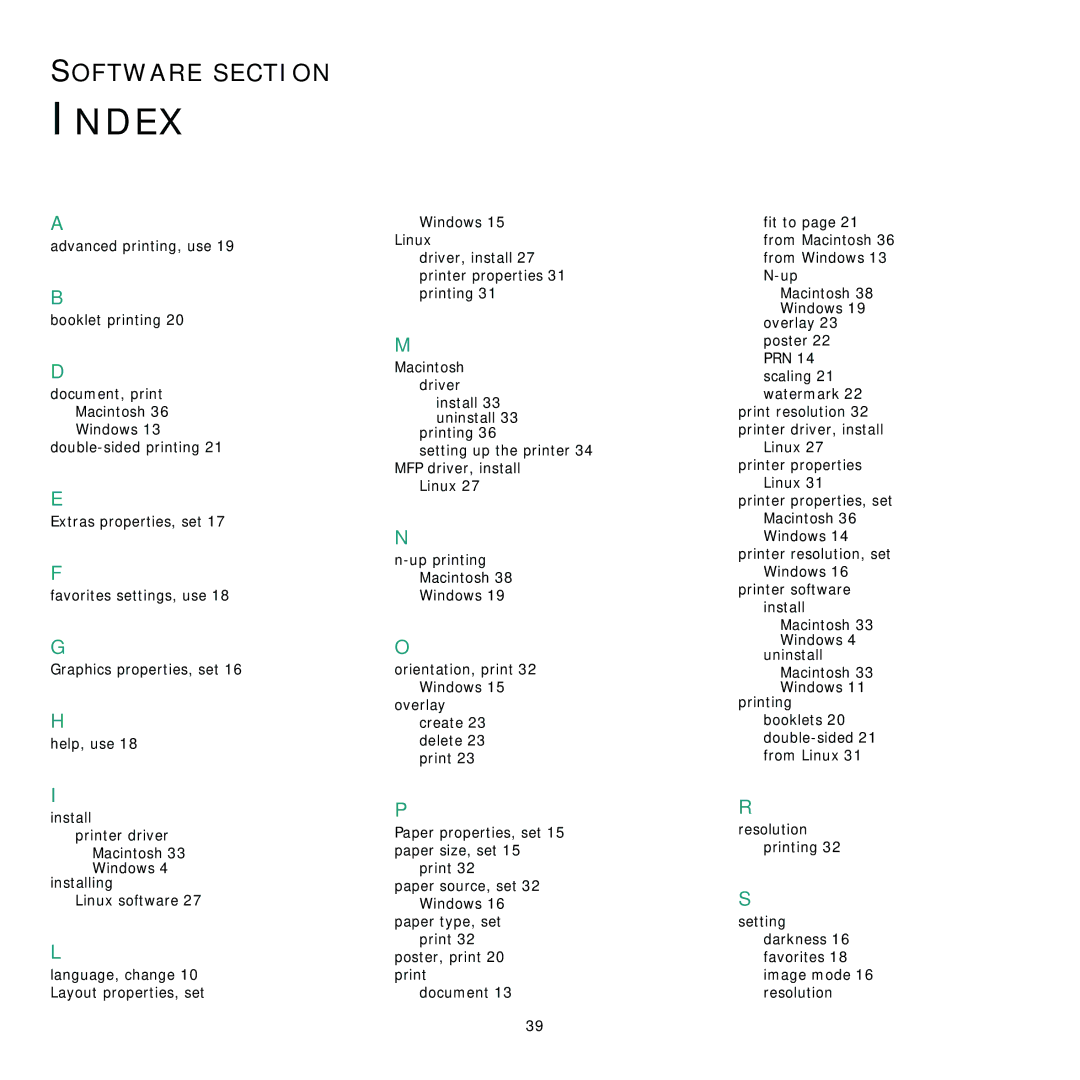 Samsung CLP-310 manual Index 