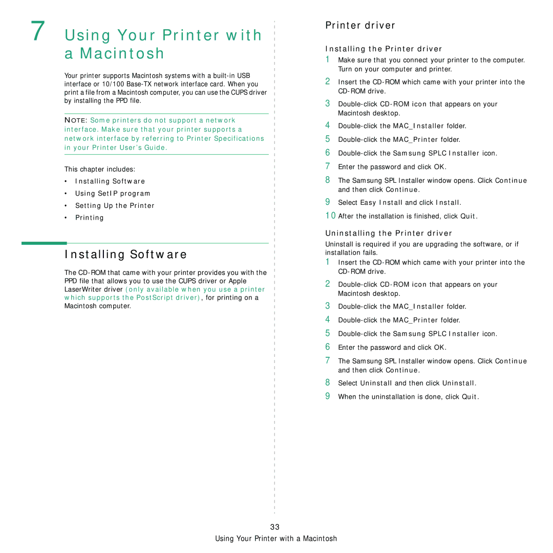 Samsung CLP-310 manual Installing Software, Printer driver, Double-click the Samsung Splc Installer icon 