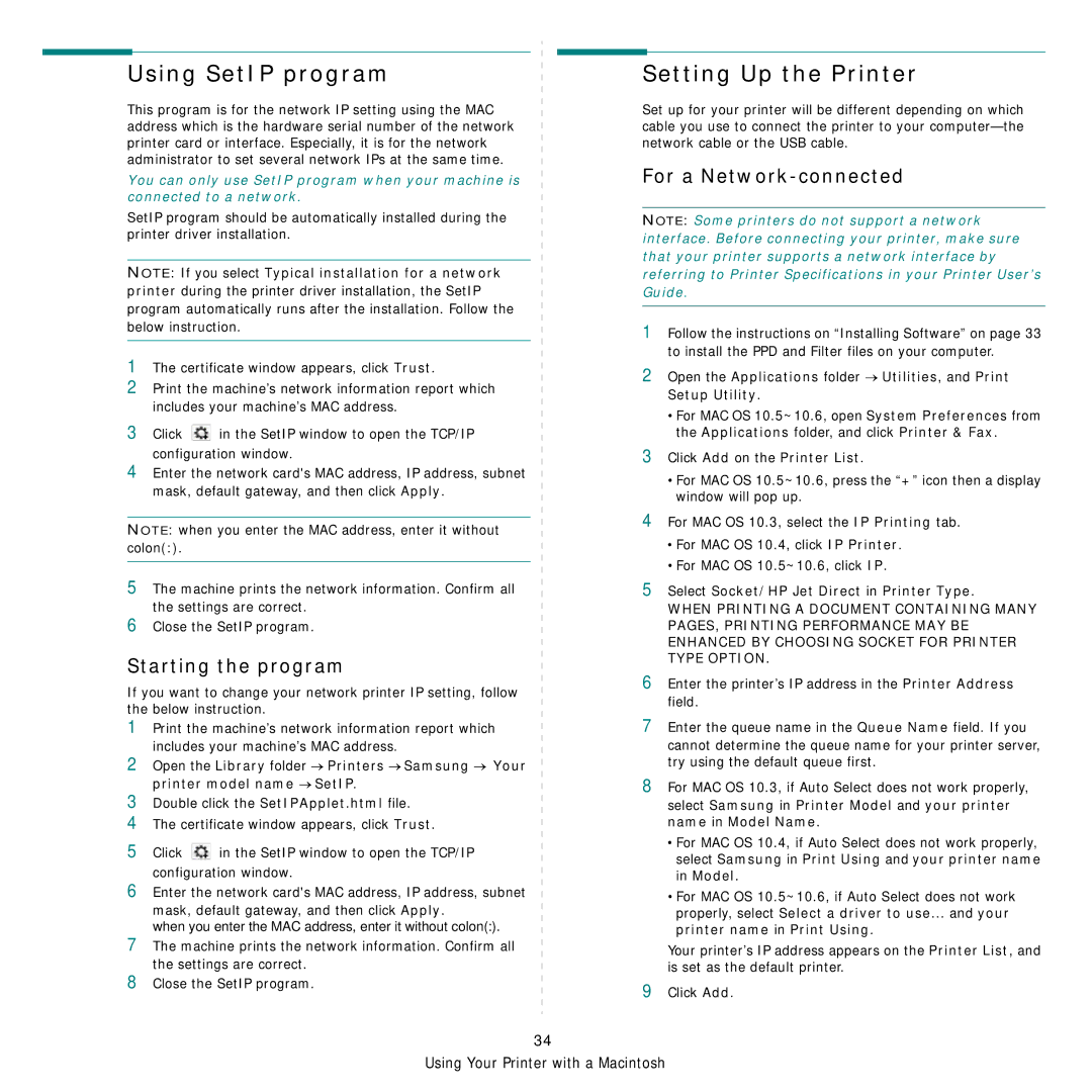 Samsung CLP-315N, CLP-310W manual Setting Up the Printer, For a Network-connected, Click Add on the Printer List 