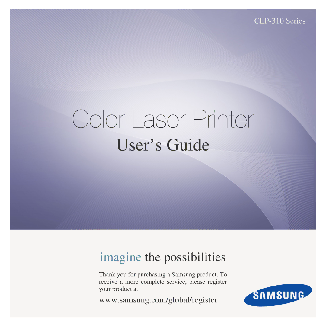 Samsung CLP-310N, CLP-310XAA manual Color Laser Printer 