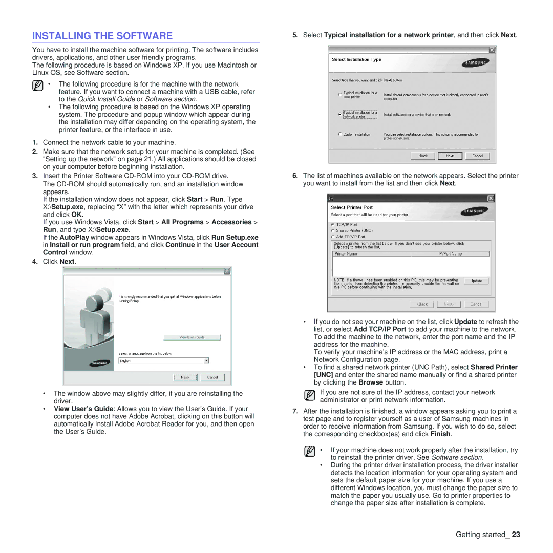 Samsung CLP-310N, CLP-310XAA manual Installing the Software 