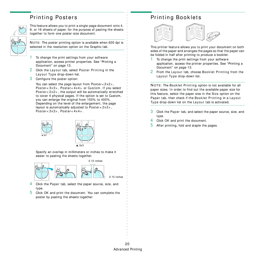 Samsung CLP-310XAA, CLP-310N manual Printing Posters, Printing Booklets 