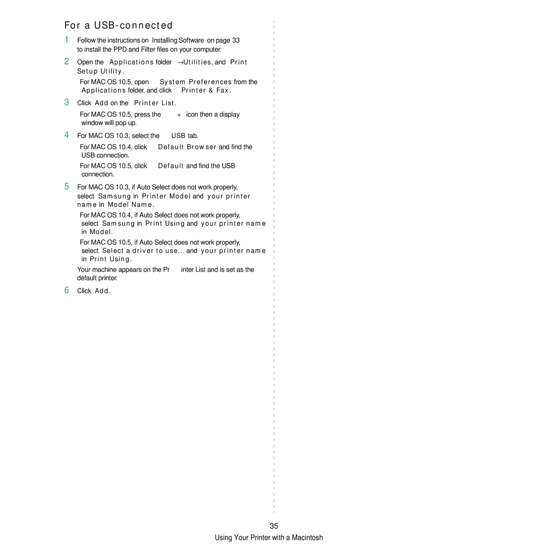 Samsung CLP-310N, CLP-310XAA manual For a USB-connected 