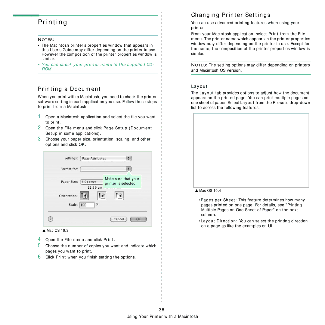 Samsung CLP-310XAA, CLP-310N manual Printing a Document, Changing Printer Settings 