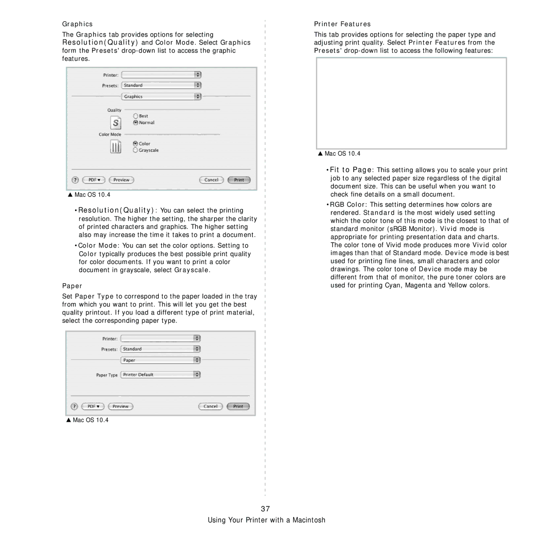 Samsung CLP-310N, CLP-310XAA manual Graphics, Paper, Printer Features 