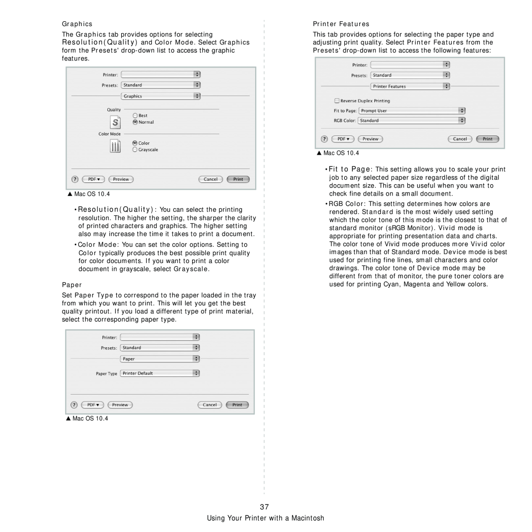 Samsung CLP-310N, CLP-310XAA manual Graphics, Paper, Printer Features 