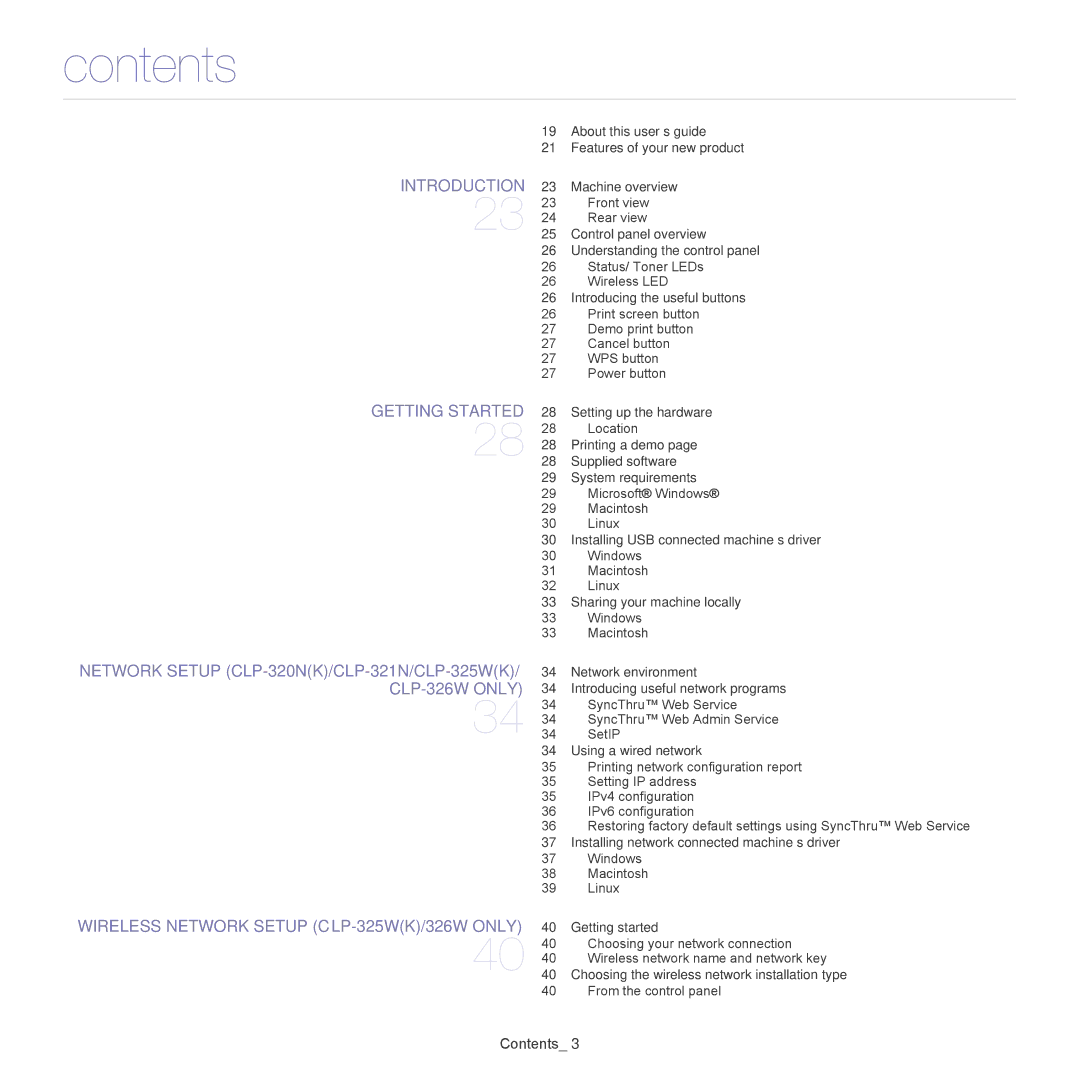 Samsung CLP-320, CLP-325W manual Contents 