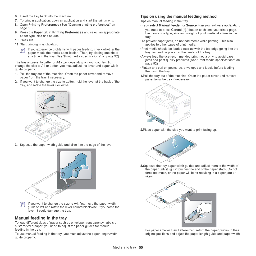 Samsung CLP-320, CLP-325W Manual feeding in the tray, Tips on using the manual feeding method 