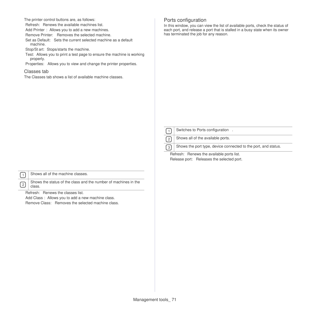 Samsung CLP-320, CLP-325W manual Classes tab, Switches to Ports configuration 