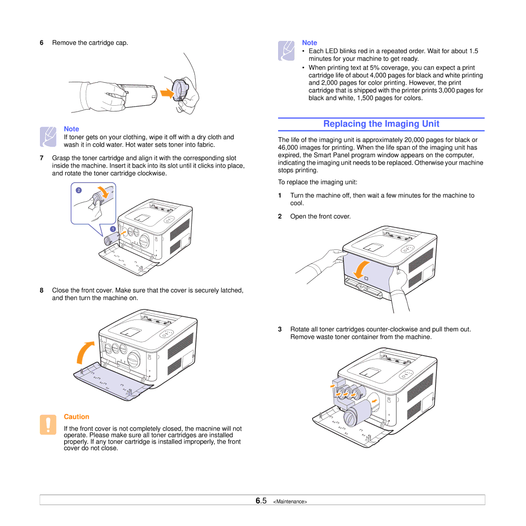 Samsung CLP-350 manual Replacing the Imaging Unit 