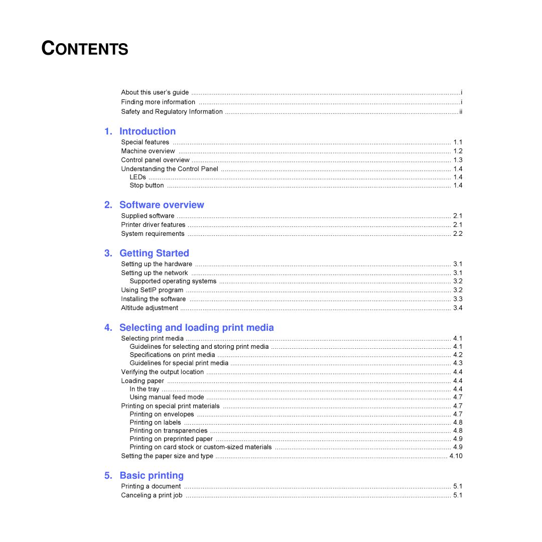 Samsung CLP-350 manual Contents 