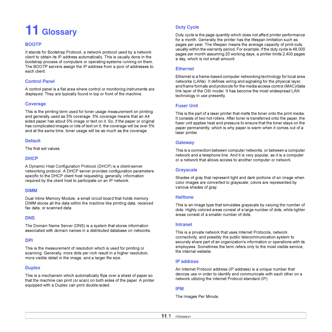 Samsung CLP-350 manual Glossary, Bootp 