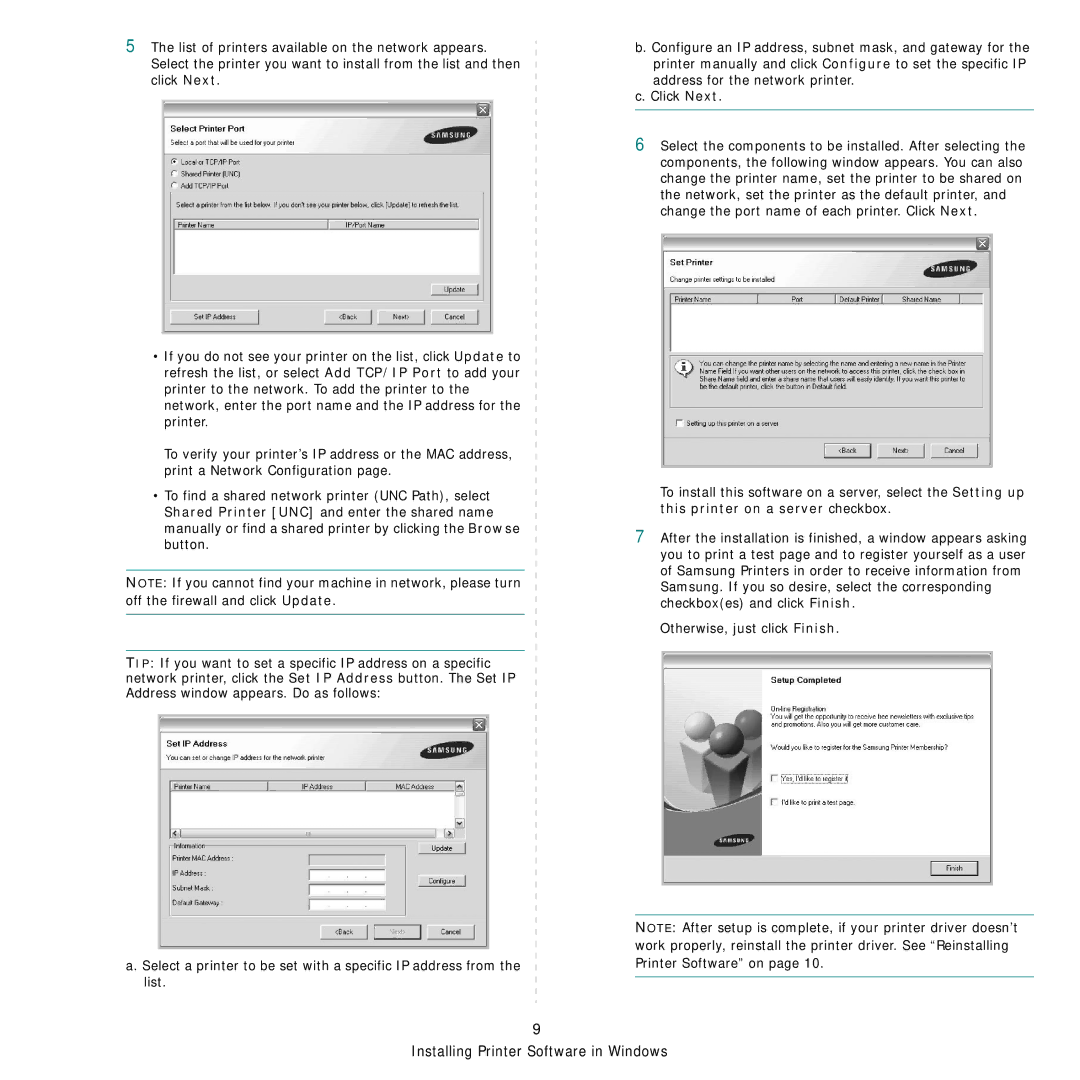 Samsung CLP-350 manual Installing Printer Software in Windows 