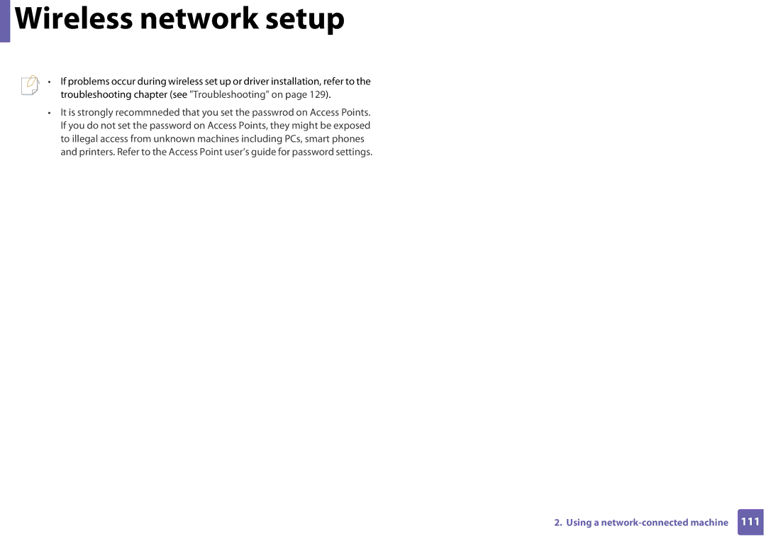 Samsung CLP-365W/XAA manual Wireless network setup 