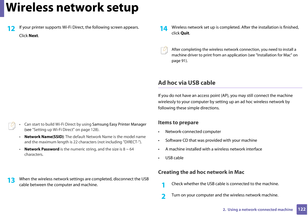 Samsung CLP-365W/XAA manual Creating the ad hoc network in Mac 