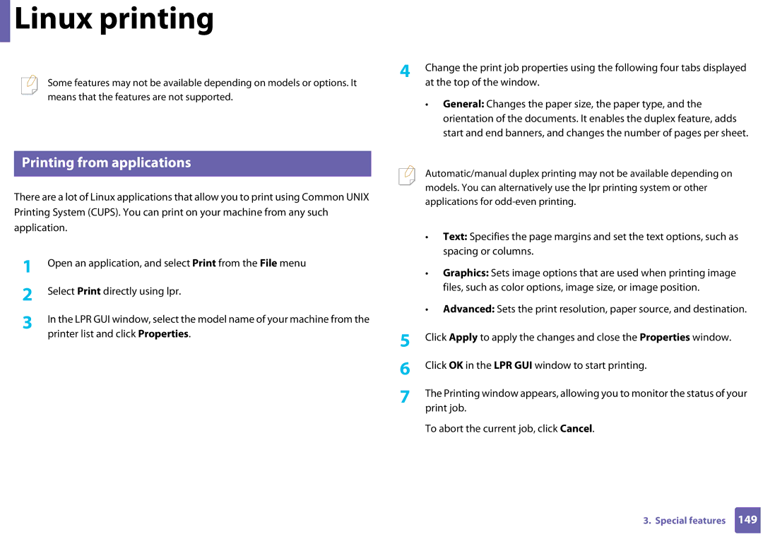 Samsung CLP-365W/XAA manual Linux printing, Printing from applications 