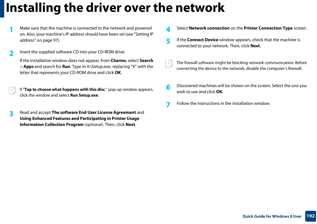 Samsung CLP-365W/XAA manual Installing the driver over the network 