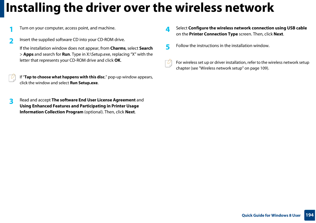 Samsung CLP-365W/XAA manual Installing the driver over the wireless network 