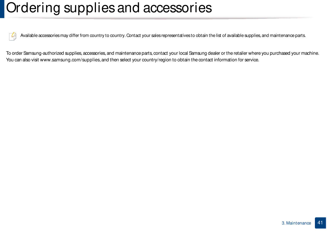 Samsung CLP-365W/XAA manual Ordering supplies and accessories 