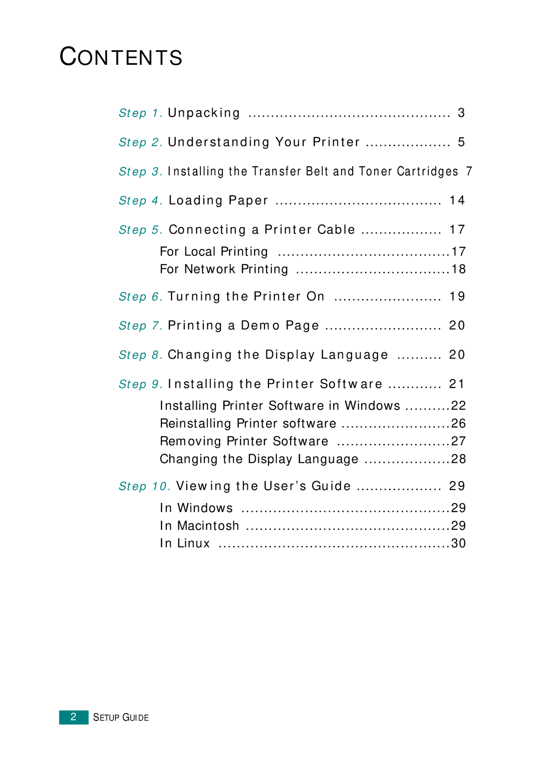 Samsung CLP-510 Series manual Contents 