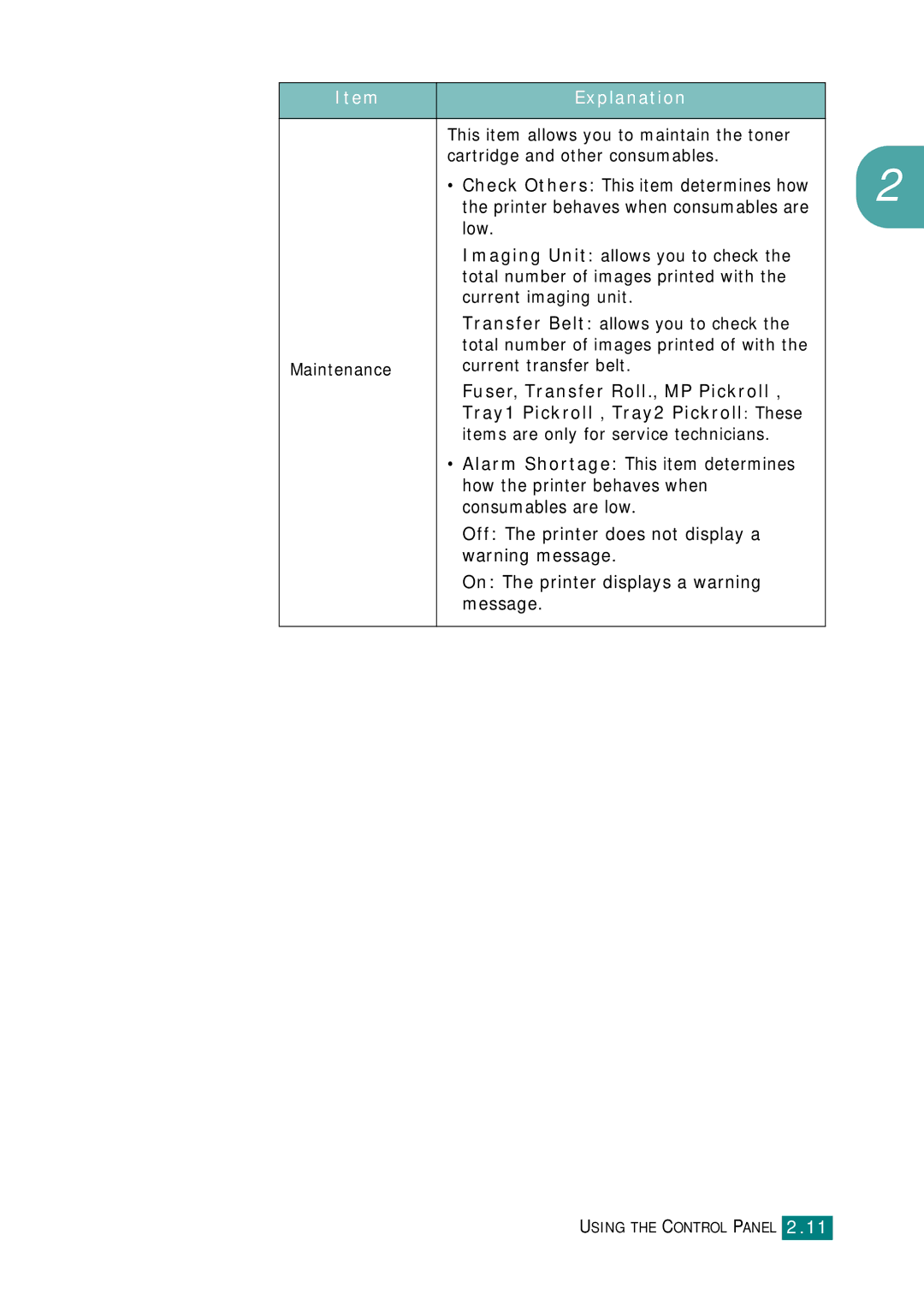 Samsung CLP-510 Series manual Maintenance Current transfer belt 