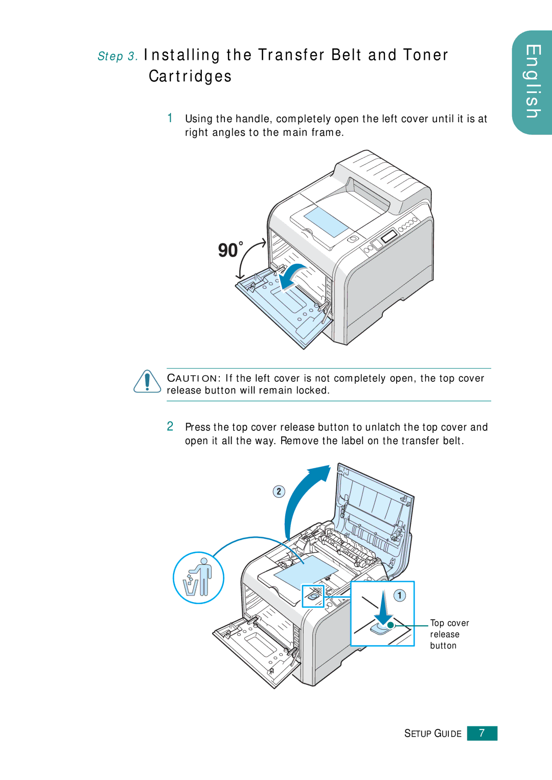 Samsung CLP-510 Series manual Installing the Transfer Belt and Toner Cartridges 