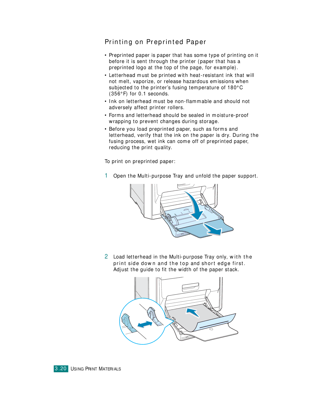 Samsung CLP-510 Series manual Printing on Preprinted Paper 