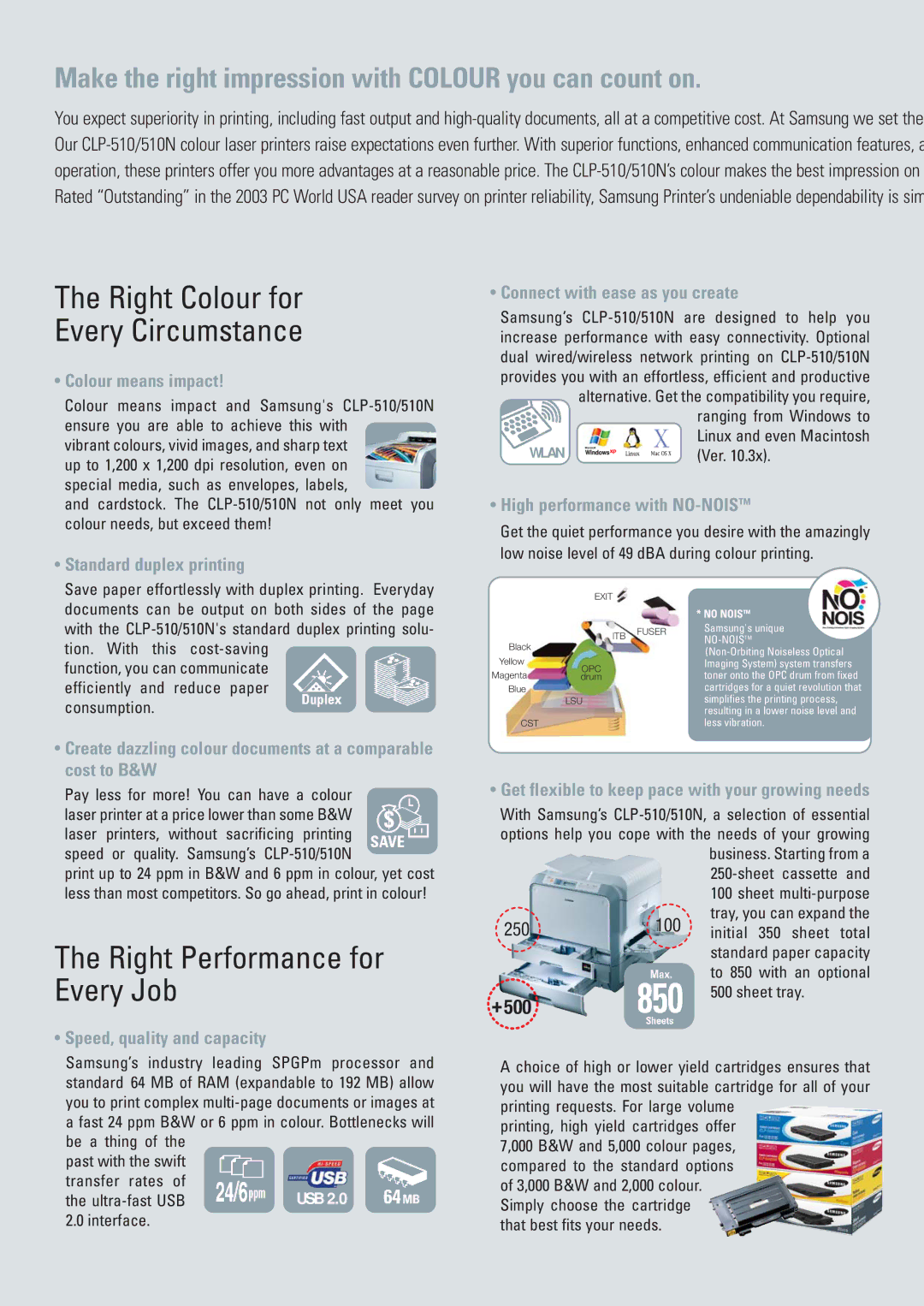 Samsung CLP-510N specifications Right Colour for Every Circumstance, Right Performance for Every Job 