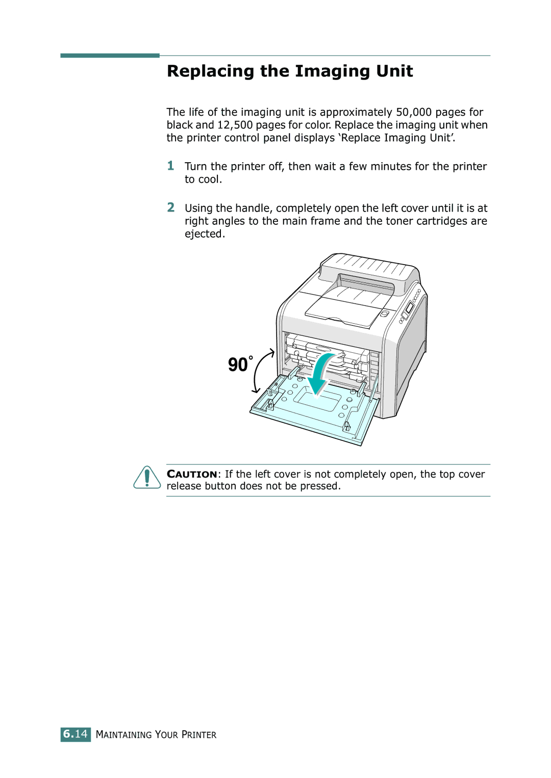 Samsung CLP-550N setup guide Replacing the Imaging Unit 