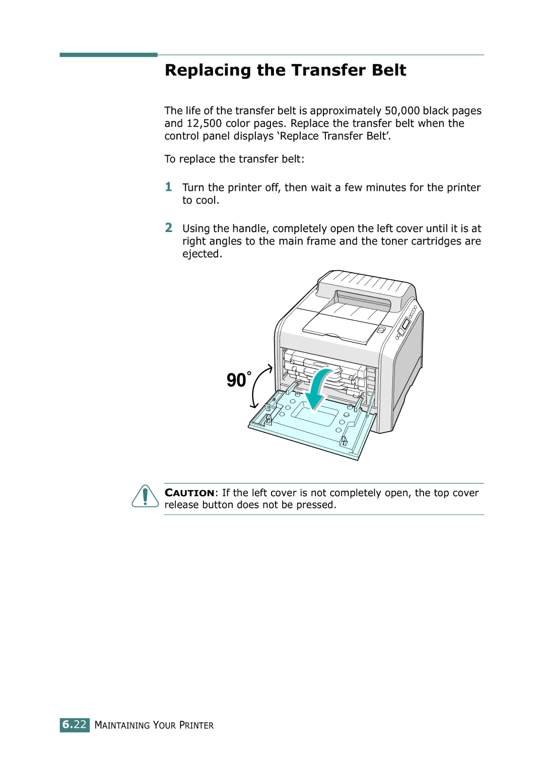 Samsung CLP-550N setup guide Replacing the Transfer Belt 