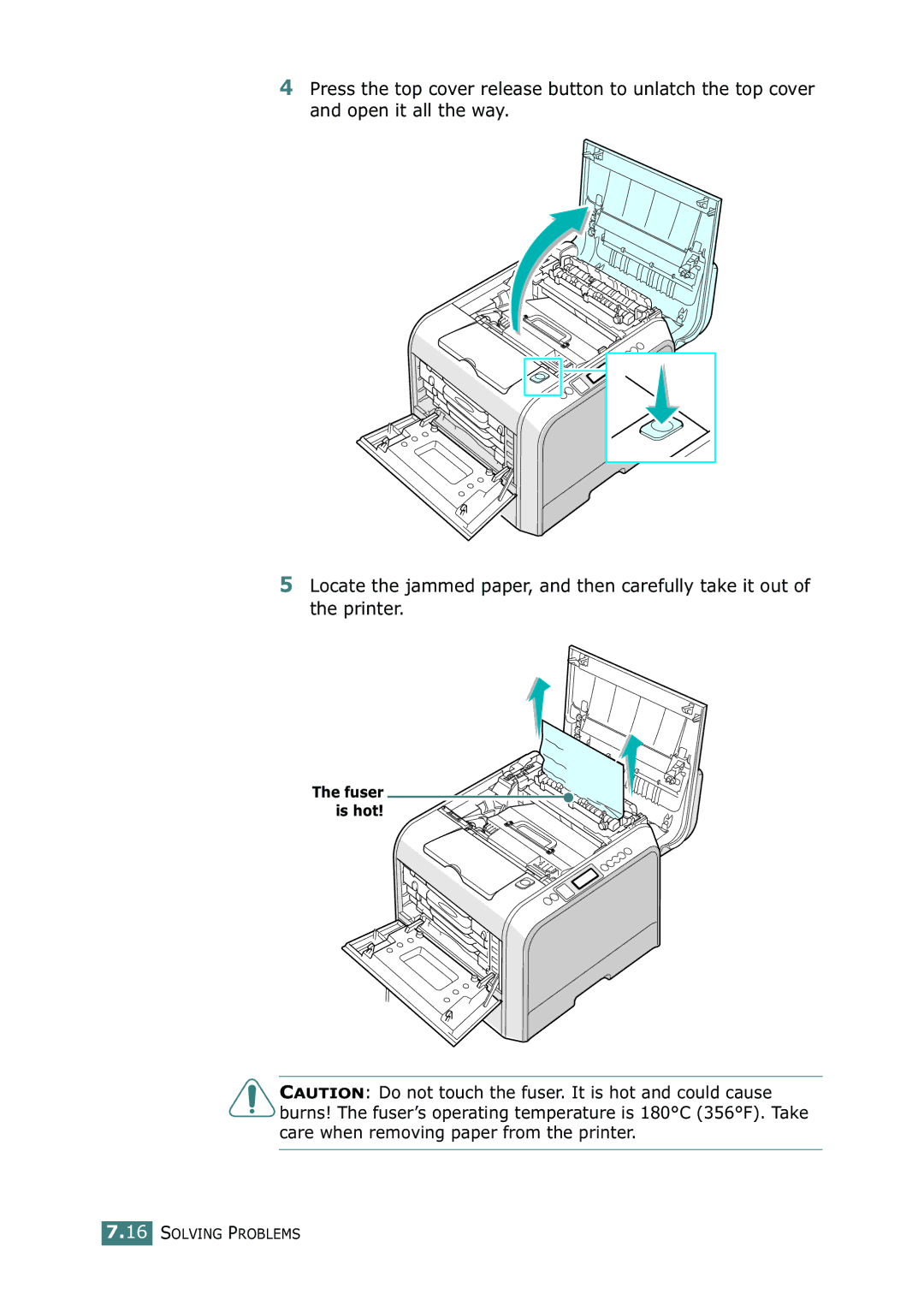 Samsung CLP-550N setup guide Fuser is hot 