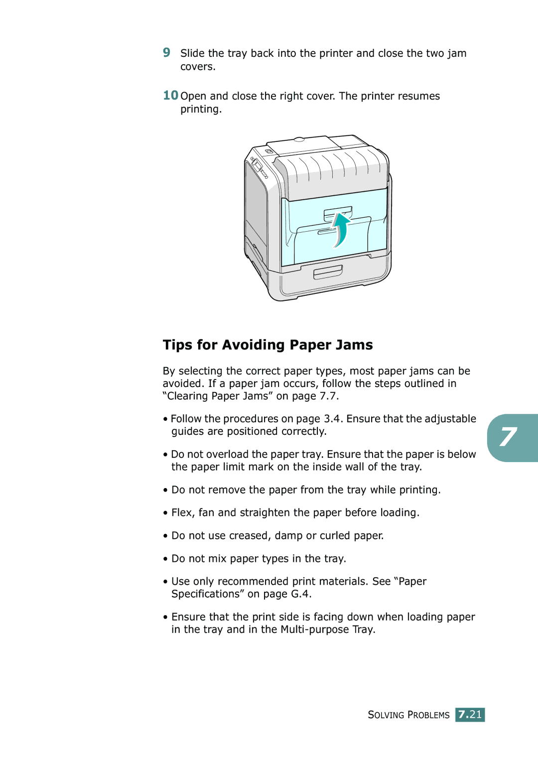 Samsung CLP-550N setup guide Tips for Avoiding Paper Jams, Guides are positioned correctly 